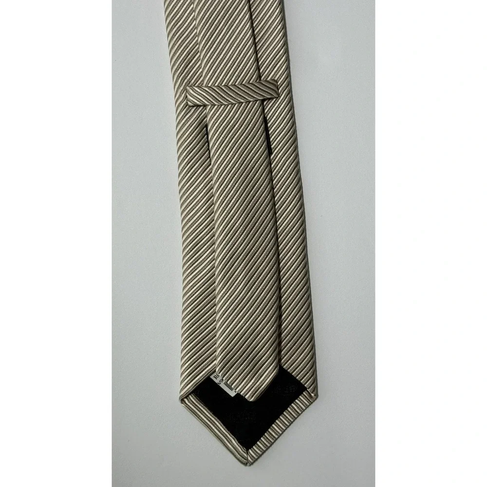 NWT ROBERT TALBOTT 100% Silk Tie Cream/Beige Striped - Made In USA - EUC‎